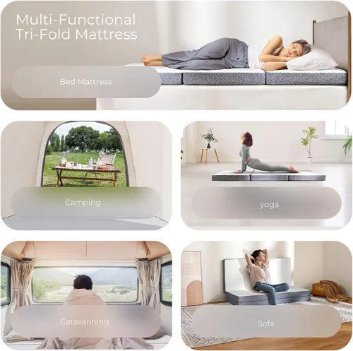 Vista 5 de Sweetnight - Colchón de espuma viscoelástica de 4 pulgadas con triple pliegue, colchón plegable de tamaño Full con funda lavable, sensación media