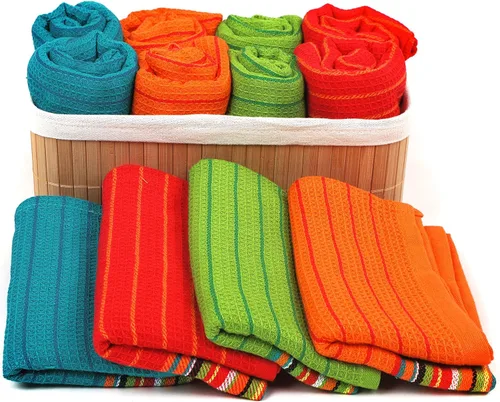 Vista 5 de Toallas de cocina a rayas de salsa Toallas de salsa de algodón absorbente 100% natural Paños de cocina multiusos para cocinar, secar y limpiar