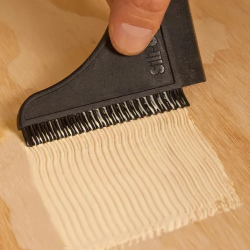 Vista 5 de Kit de cepillo aplicador de pegamento de madera antiadherente de silicona Sili Aplicador y bandeja de pegamento para madera con peine/espatula