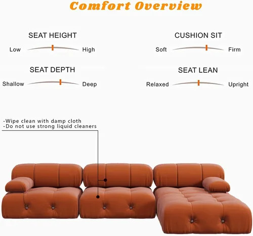 Vista 39 de Sofá modular moderno de terciopelo, sofá modular minimalista en forma de U de 6 plazas con 2 otomanas para sala de estar, oficina, apartamento