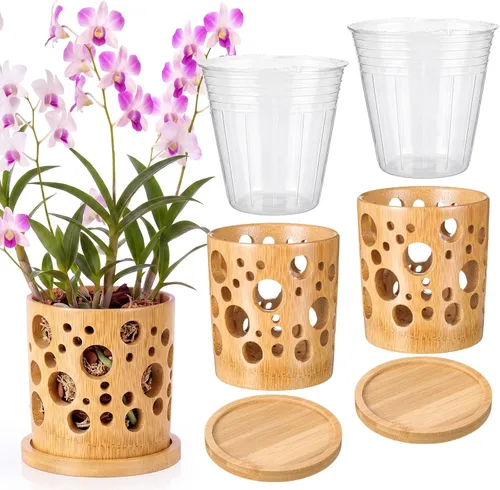 Juego de 2 macetas de orquídeas con agujeros de 4 pulgadas