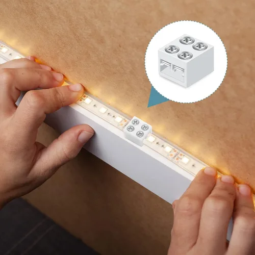Vista 6 de Konohan Conectores de luz de cinta LED, 4 unidades en forma de L, 2 pines conectores LED para tiras de luces de tira de ángulo recto, adaptador sin
