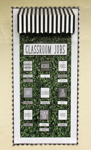 Vista 9 de Teacher Created Resources Modern Farmhouse Black con borde enrollado festoneado gris – 50 pies – Decora tablones de anuncios, paredes, escritorios