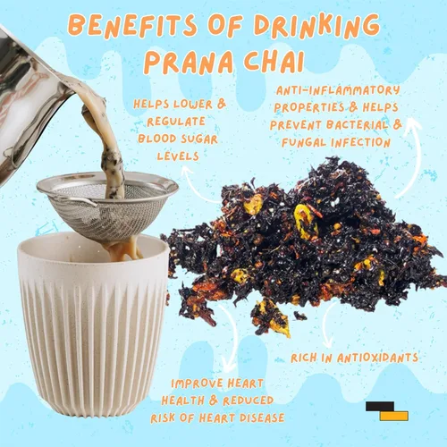 Vista 11 de Prana Chai Muestra de 3 sabores - Masala Original Chai, mezcla de cúrcuma, menta
