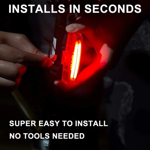Vista 5 de Luz trasera para bicicleta recargable por USB, luz LED súper brillante trasera de bicicleta con clip como luz trasera roja con 6 modos