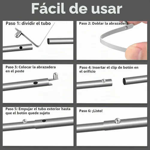 Vista 3 de 8 clips de resorte de paleta, clips de resorte para poste de tienda, clip de botón a presión de acero inoxidable, clip para poste de tienda