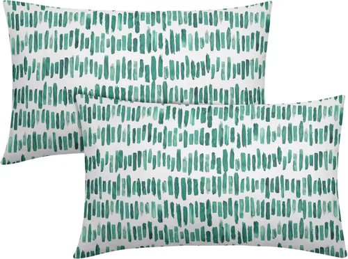 Vista 27 de Juego de 2 fundas de almohada de rayas negras para exteriores, 16 x 16 pulgadas, diseño geométrico de rayas abstractas, algodón y lino, cuadradas
