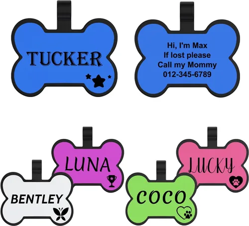 YEHANTI Etiquetas de silicona para perros grabadas para mascotas, silenciosas y ligeras, etiquetas de identificación personalizadas para mascotas