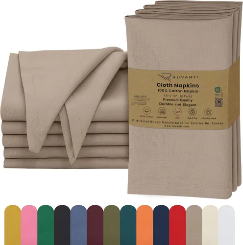 Vista 19 de Ruvanti Juego de 6 servilletas de tela, 18 x 18 pulgadas, 100% algodón, lavables, suaves y absorbentes, perfectas para bodas, Navidad, cenas