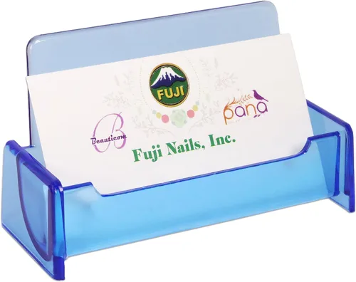 Beauticom Soporte organizador de tarjetas de visita de estilo estándar para oficinas, recepcionistas, salones y negocios (azul, 1 pieza)