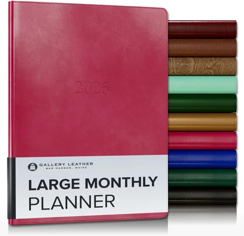 Vista 9 de Gallery Leather Agenda mensual grande 2026-2027 Acadia Navy Acadia Marina