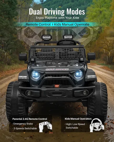 Vista 5 de Blitzshark 24V MAX Ride-on Truck 2 Seater, 4WD Kids Electric Vehicle Negro