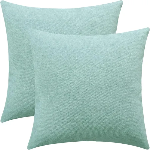 Vista 11 de Jeneoo - Fundas de almohada decorativas rojas brillantes de chenilla suave, fundas de cojín cómodas y sólidas para sofá de sala de estar