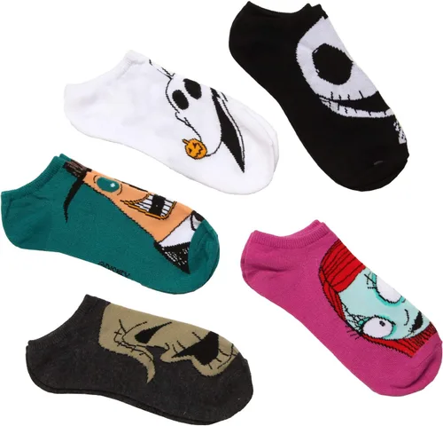 Vista 4 de Disney Women's Nightmare Before Christmas No Show Socks (5 Pack)