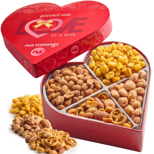Vista 11 de Cesta de regalo de frutas secas y frutos secos mixtos, torre negra + cinta (12 surtidos), plato de arreglo para el día de San Valentín, ramo