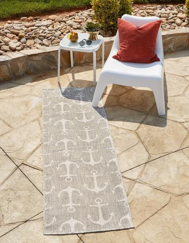 Vista 66 de Unique Loom - Alfombra octagonal de la colección Outdoor Coastal, estilo Ahoy (5 pies 3 pulgadas, azul/marfil)