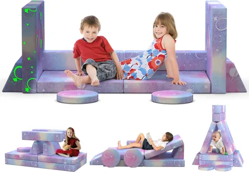 Vista 22 de BIERUM Sofá para niños, 6 piezas, sofá infantil para dormitorio, sala de juegos, sofá multifuncional para desarrollar la inteligencia