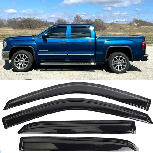 Vista 3 de Viseras de ventana, protectores de lluvia, deflectores de viento laterales, protector de ventilación para Chevrolet Silverado y GMC Sierra 1500