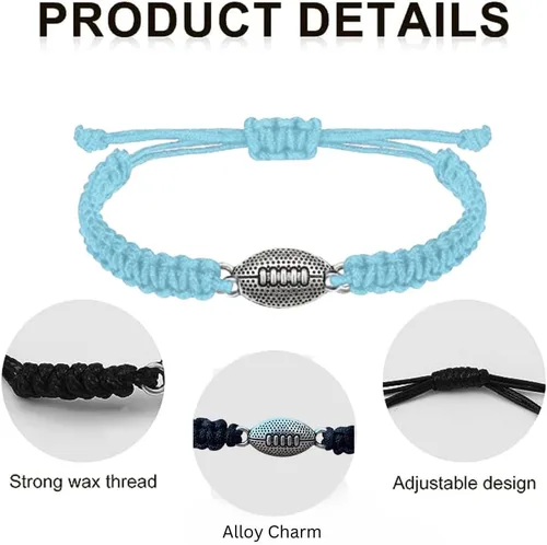 Vista 2 de Sportybella Pulsera con dije de fútbol, cordón ajustable, rojo, unisex, Regular, Acero inoxidable, No es una piedra preciosa