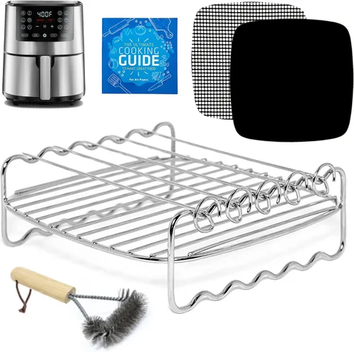 Vista 6 de Rejilla de brocheta para freidora de aire compatible con Cosori, Chefman, Philips y más, accesorios para freidora de aire Kabob de doble estante