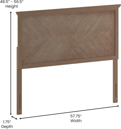 Vista 2 de EMMA + OLIVER Frenti Cabecero de madera de tamaño completo, cabecero ajustable con patrón de espiga en color marrón claro