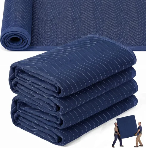 Vista 13 de Peryiter Paquete de 2 mantas móviles extra grandes de 96 x 80 pulgadas, almohadillas de mudanza resistentes de 4.4 libras y mantas de embalaje Negro