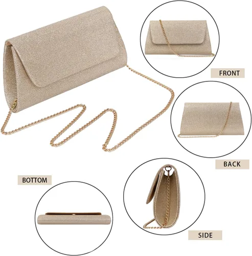 Vista 2 de Clutch Purses Evening Bag for Women Formal,Classic Envelope Purses and Handbags Wedding Party Prom with Shoulder Strap