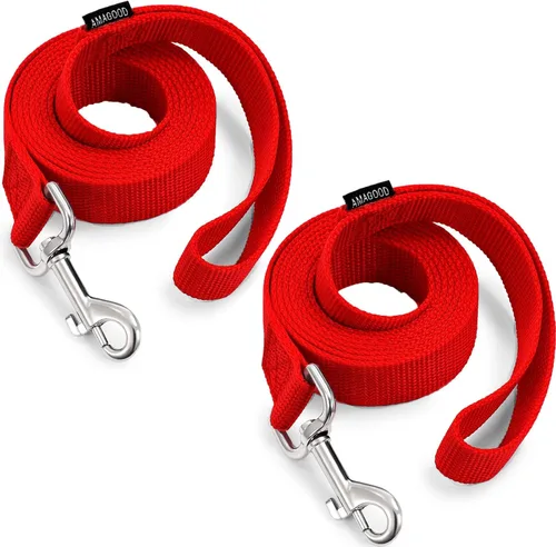 Vista 72 de AMAGOOD 6 pies de correas para cachorros/perros, correa de estilo tradicional resistente con gancho de cuello fácil de usar, correa para perros Negro