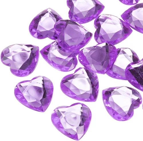Vista 48 de MECCANIXITY 20 piezas de diamantes de imitación acrílicos de corazón de 0.98 pulgadas (0.984 in) con parte trasera plana, gemas de plástico