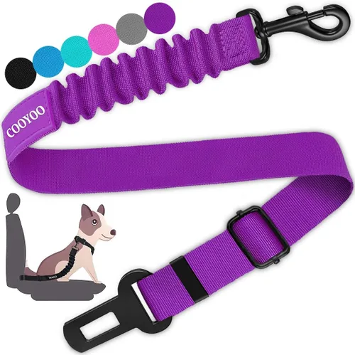 Vista 7 de COOYOO cinturón de seguridad retráctil y ajustable para perro, juego de 3 piezas, cinturón de nailon para vehículo, para que tu mascota esté segura