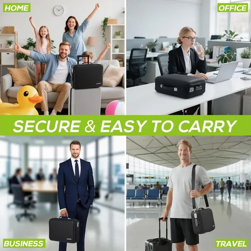 Vista 7 de PAWBOSE Caja de Seguridad para Documentos Ignífuga para el Hogar con Bloqueo de Combinación, Caja Rígida Ignífuga y Resistente al Agua de 16x12x5