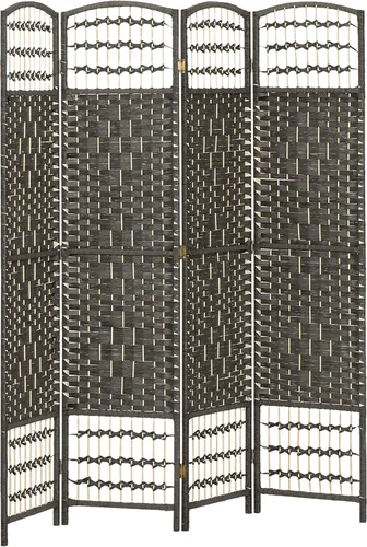 Vista 28 de HOMCOM Divisor de habitación de 4 paneles, pantalla de privacidad plegable, separador de habitación de 5.6 pies, divisor de pared de división Natural