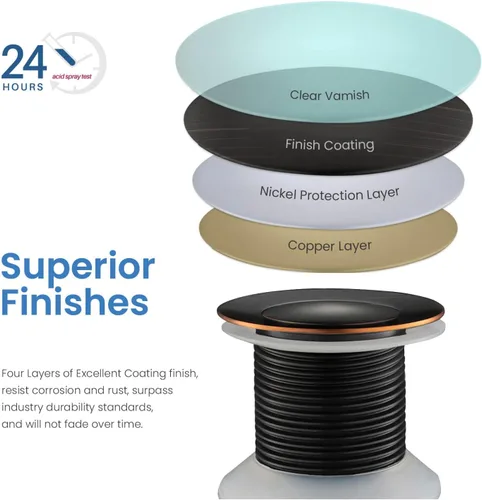 Vista 6 de Tapón de drenaje desplegable para fregadero de baño, drenaje desplegable sin desbordamiento (bronce aceitado)