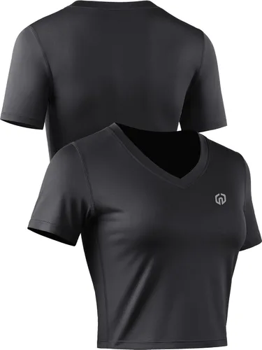 Vista 5 de Neleus Camisetas cortas sin mangas para mujer, ajuste seco, para entrenamiento, paquete de 3