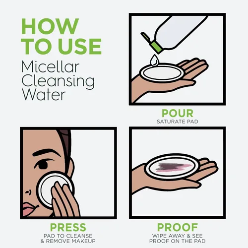 Vista 7 de Agua micelar de limpieza para el rostro, todo en 1 limpiador y desmaquillante, Garnier, aceite (Oily)