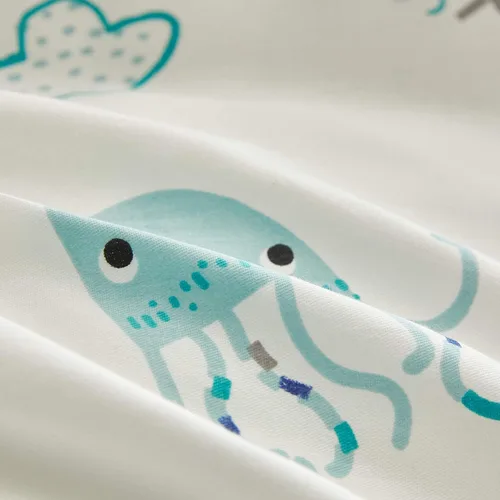 Vista 6 de Joyreap Juego de edredón de algodón premium de 3 piezas para niños y niñas, tema oceánico vibrante con estampado de estrella de mar, ballena