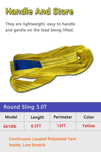 Vista 3 de Eslinga Redonda 6610lb 6.5FT Correa de Eslinga Aparejo Poliéster Sin Fin Eslinga de Elevación para Izar Objetos de Trabajo Pesado Eslinga