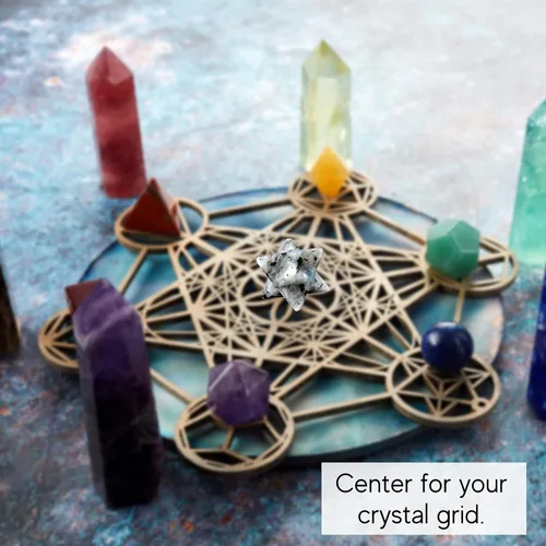 Vista 7 de Amazing Gemstone Cristal de Merkaba de piedra lunar arcoíris, estrella metafísica de Merkaba de 1 pulgada para meditación, cristal de tetraedro