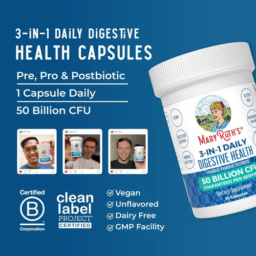 Vista 9 de Probióticos 3 en 1 de MaryRuth para la salud digestiva Prebióticos y postbióticos Suplemento de salud intestinal para mujeres y hombres 23