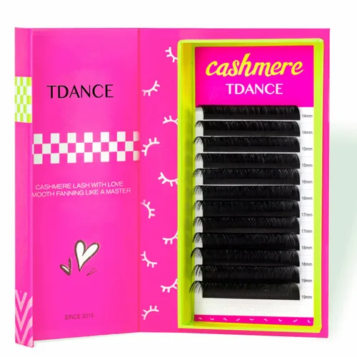 Vista 12 de TDANCE Extensiones de Pestañas de Cachemira Negro Súper Mate Extensiones de Pestañas de Volumen 0.03mm de Grosor Rizo B Extensiones de Pestañas