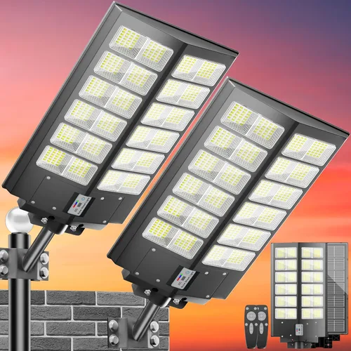 Vista 12 de Farolas solares para exteriores, impermeables, 9000 W, energía solar, luz de calle del atardecer al amanecer con sensor de mención, luz