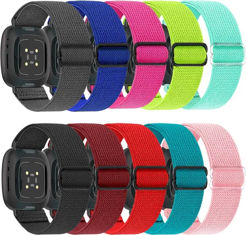 Vista 10 de Correas de reloj de nailon compatibles con Fitbit Sense y Versa 3, correa de repuesto de patrón suave para mujeres y hombres, compatible con reloj