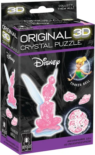 Vista 6 de BePuzzled, Disney Tinkerbell - Rompecabezas de cristal 3D original, perfecto para rompecabezas de 12 años en adelante, desafiante de completar