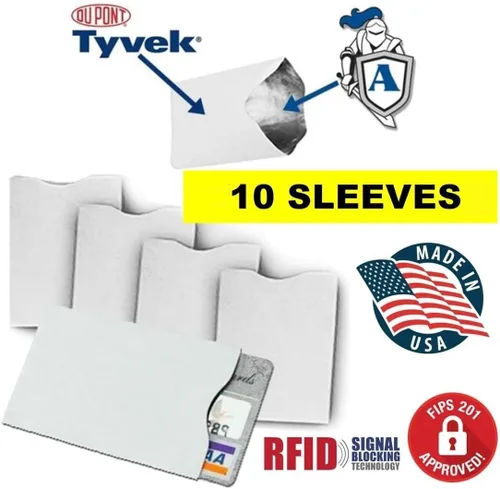 Vista 2 de 10 fundas de bloqueo RFID para tarjetas de crédito "DuPont TYVEK" para cartera o bolso. Protege tus tarjetas de débito, tarjetas de crédito e