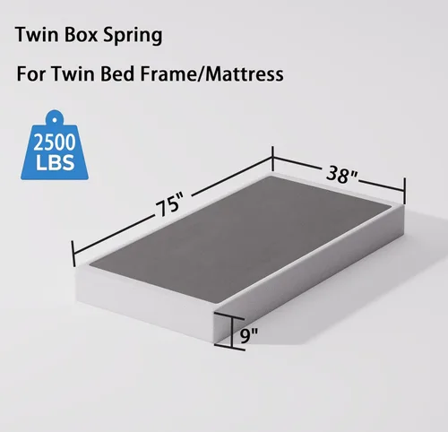 Vista 3 de Bedsnus juego de somier y funda de tamaño individual, base de resortes de metal de perfil alto de 9 pulgadas, base de colchón de estructura