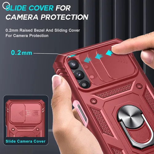 Vista 2 de LeYi Funda para Samsung Galaxy A32 5G A32 5G con cubierta deslizante para cámara + 2 paquetes protector de pantalla de vidrio templado, funda