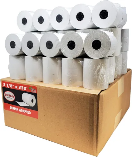 Vista 45 de (100 rollos) 2 1/4 x 50 Rollos de papel térmico para recibo de 55 GSM, papel alemán de calidad premium, se adapta a todos los terminales de tarjetas