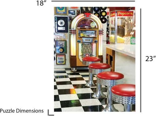 Vista 4 de Springbok Puzzle to Remember - Actividad de Alzheimer y Demencia - Rompecabezas de 36 piezas The Malt Shop - Hecho en Estados Unidos