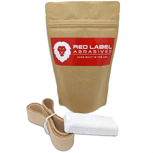 Vista 6 de Red Label Abrasives 1 cinturón de cuero para afilar cuchillos de 18 pulgadas con compuesto de pulido