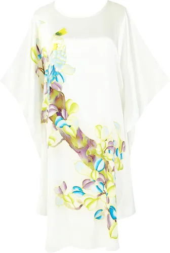 Vista 2 de Pijama de seda 100% para mujer, batas de baño de seda para mujer, batas de kimono de seda, batas de baño con mangas de muñeca, estampado floral